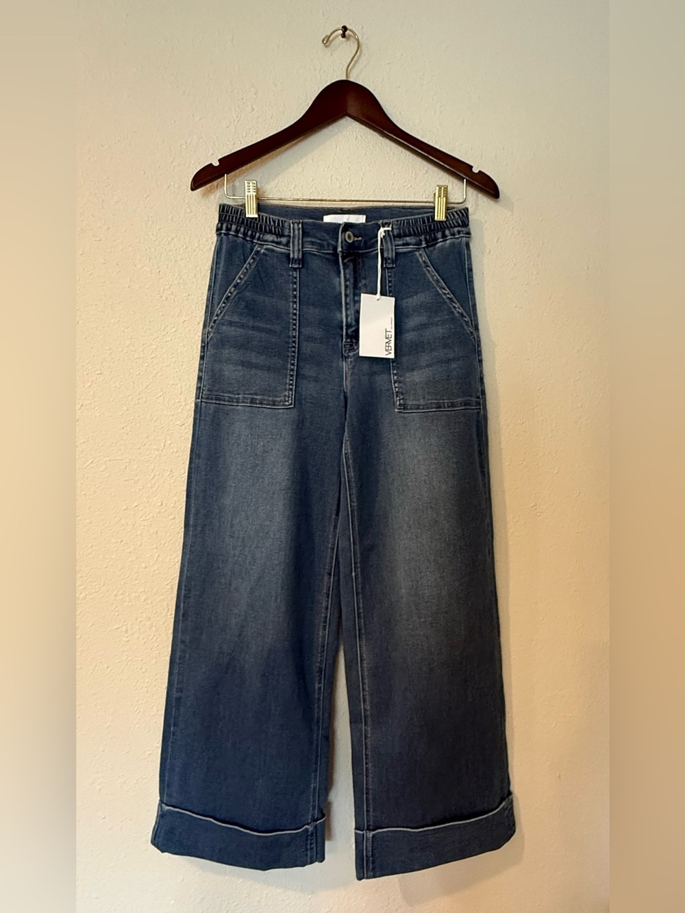 VERVET Enviably High Rise Cuffed Wide Leg Jeans NWT Size 27